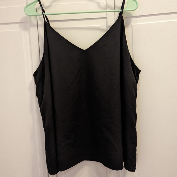 a new day Tops - Lined Adjustable Strap V-Neck Black Tank Blouse A New Day